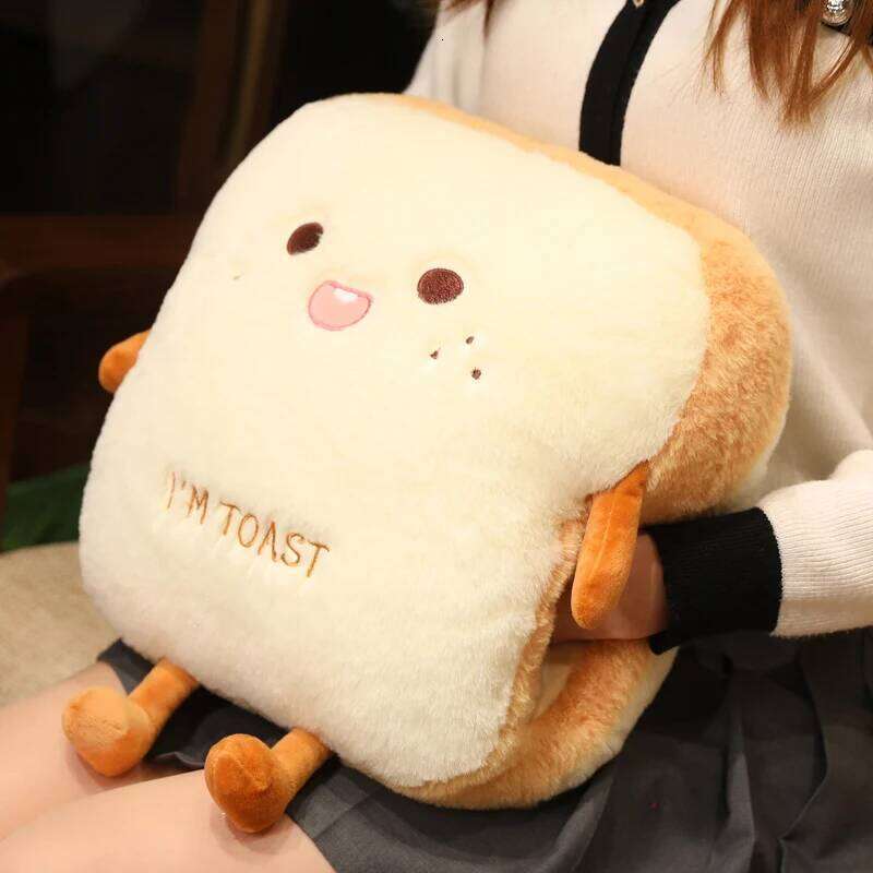 Plush Toast Bread Cute Simulation Food Hot Dog Soft Doll Hand Warmer Pillow Cushion Home Decor Kids Toys Birthday Gift X251225