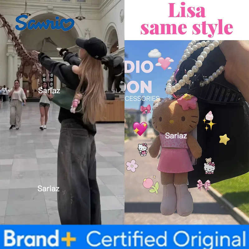 Sanrio Kawaii Hello Kitty Leopard Print Long Leg Doll Keychain Black Animation Peripheral Cute Plush Keychain Girls Birthday Gifts H251225