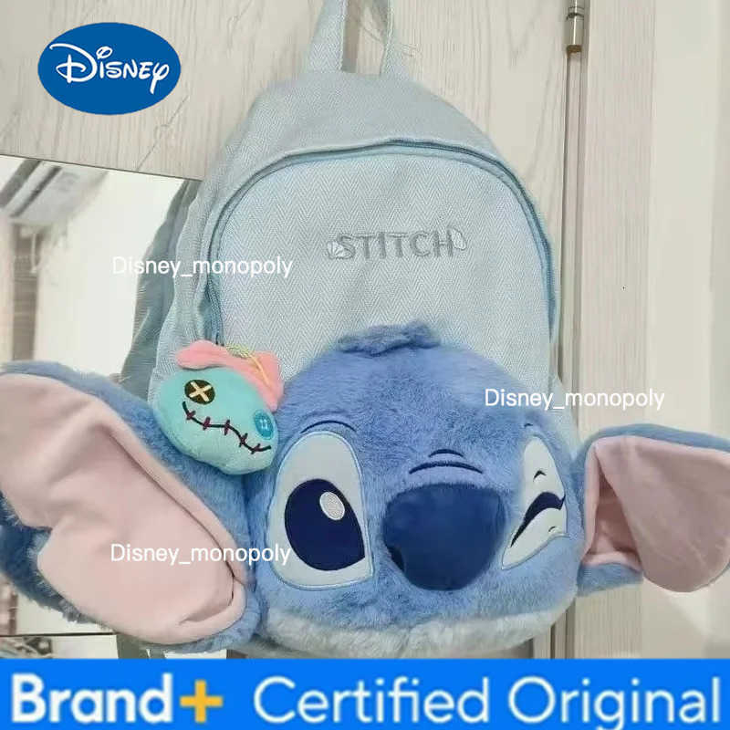 Disney 2025 Cartoon Cute Stitch Schoolbag Student Backpack Plush Doll Schoolbag Large Capacity Casual Bag Outward Bag Girl Gifts H251225