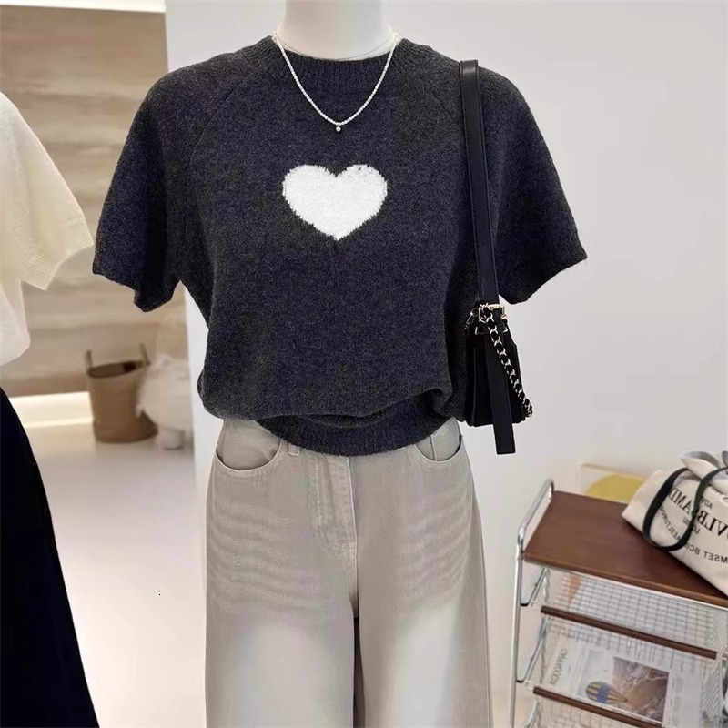 Womens 90s Y2K Kawaii Vintage Short Sleeve Sexy Slim Knitted Short Sleeves Spring Autumn Fairy Casual Lazy style High Streetwear 250827