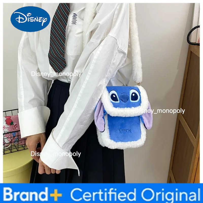 Disney 2024 New Plush Cartoon Stitch Womens Crossbody Bag Fashionable Cute Casual Travel Mobile Phone Bag H251225