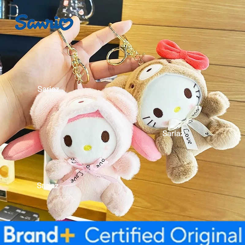 Sanrio Plush Keychain Toy Doll Kawaii Hello Kitty Melody Cinnamoroll Cartoon Backpack Pendant Decoration Birthday Gift For Girl H251225