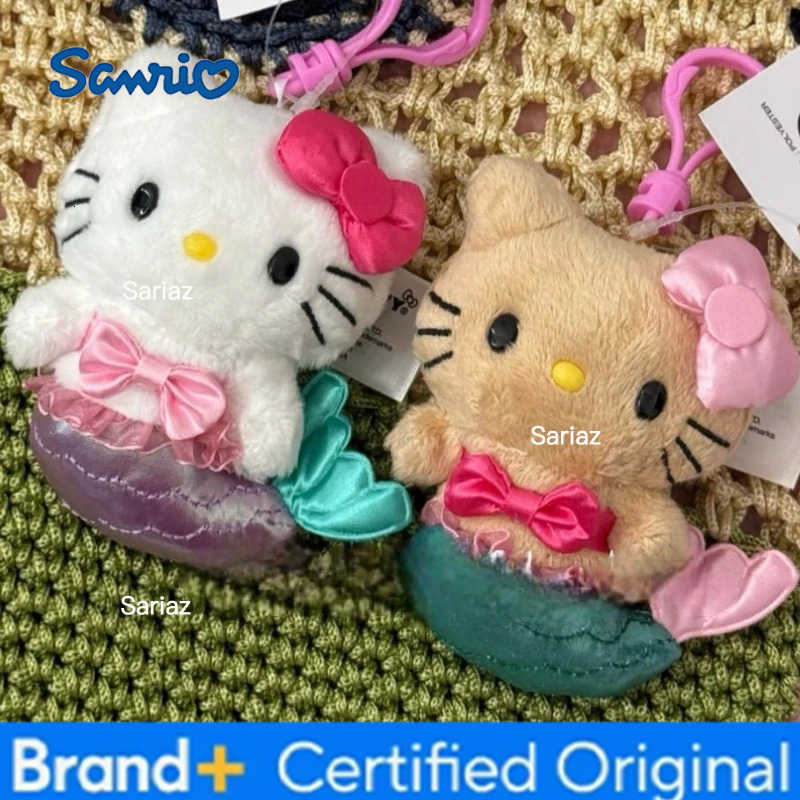 Sanrio New Cute Kitten Plush Keychain Cartoon Animal Cross Dressing Doll Couple Backpack Pendant Car Hanging Decoration Christmas Gift H251225