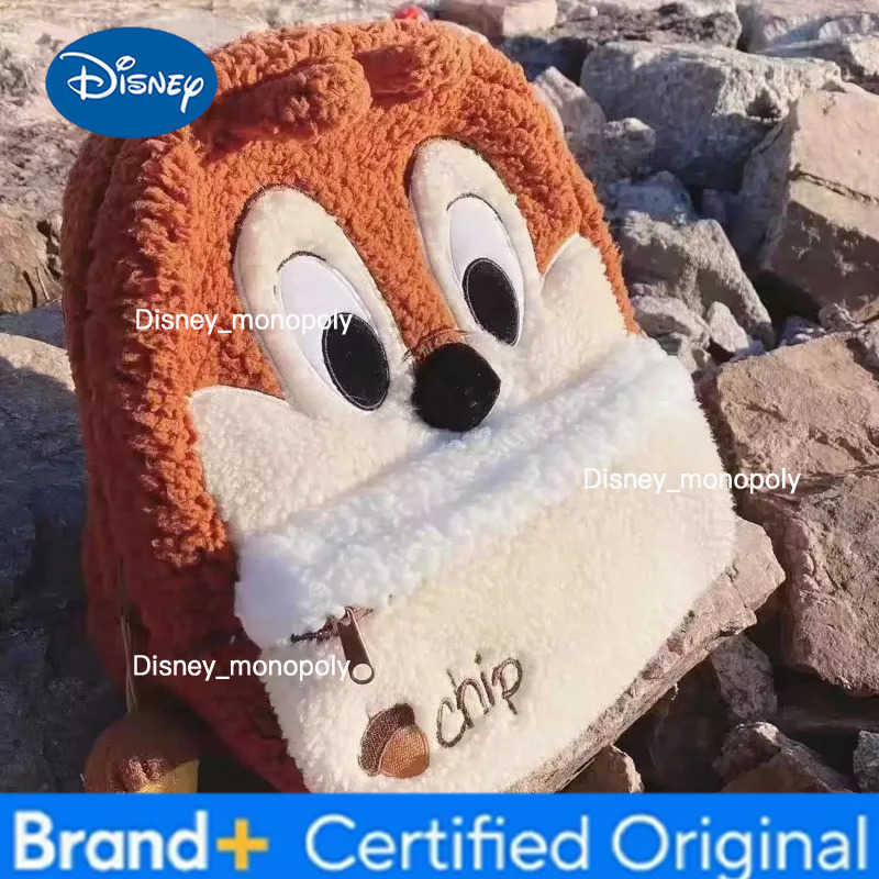 Disney Chip an Dale New Cute Girls Fashion Cartoon Trend Versatile Waterproof Wear-Resistant Large Capacity Plush Backpack H251225