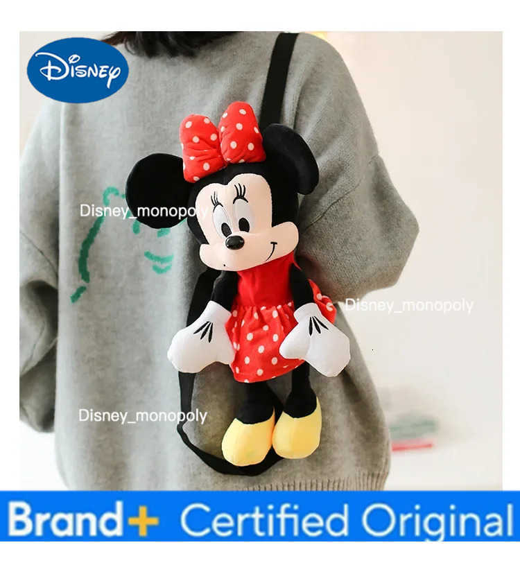 Disney Mickey Plush Backpack Kawaii Minnie Plush Soft Bag Girl Cartoon Handbag Anime Stuffed Storage Bag For Girls Birthday Gift H251225