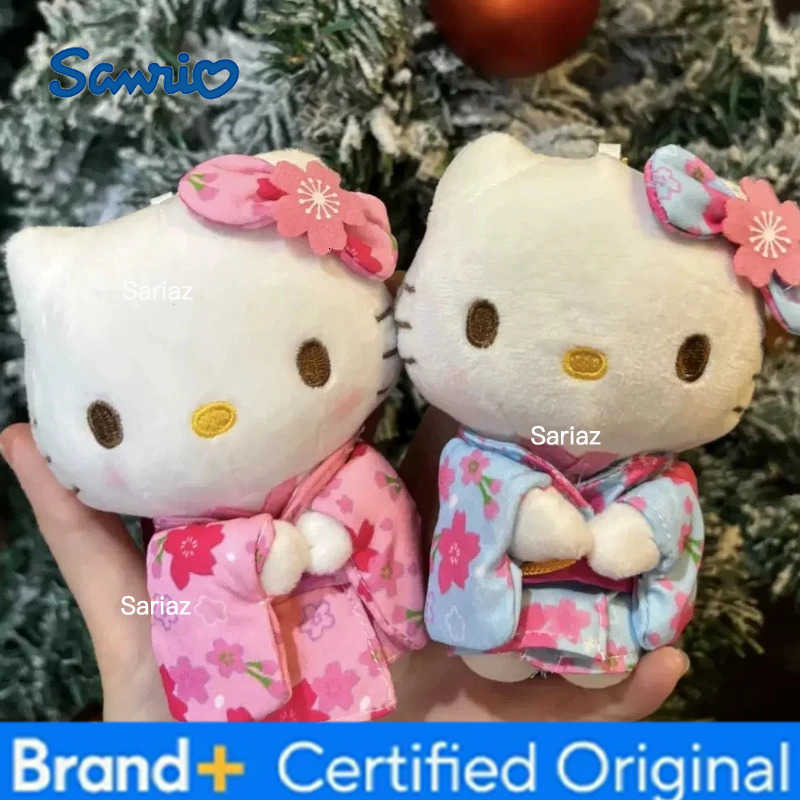 Sanrio New Cute Kitty Plush Keychain Kitten Kimono Cherry Blossom Series Plush Toy Backpack Pendant Car Decoration Doll Christmas Gift H251225
