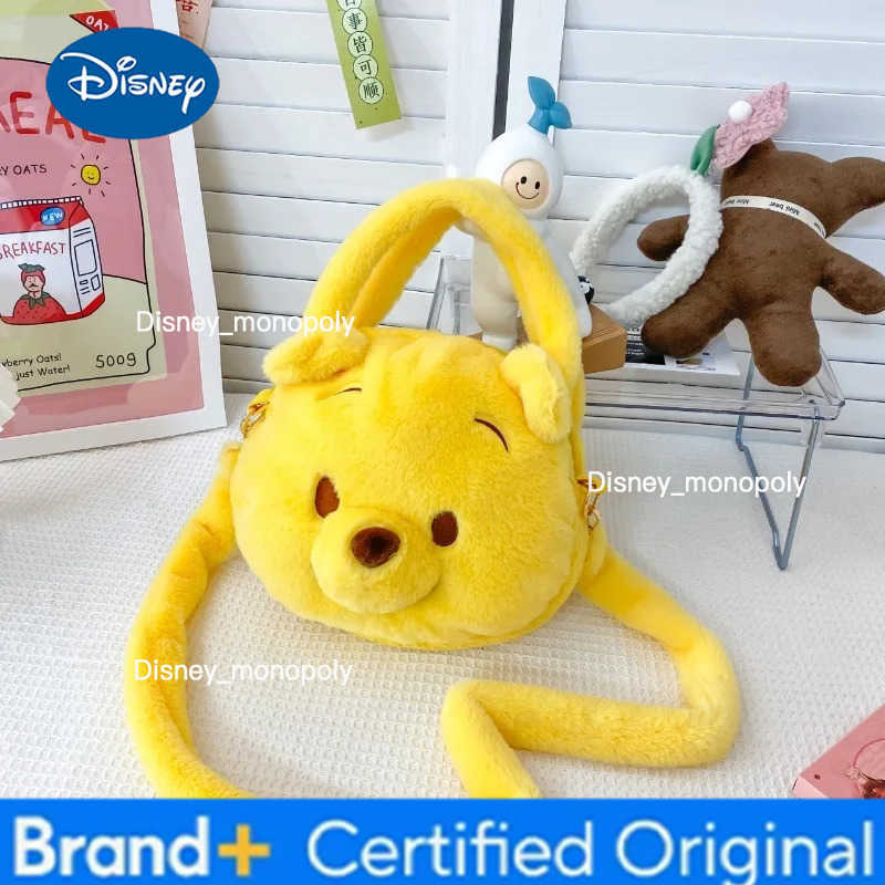 Disney New Winnie The Pooh Stitch Plush Crossbody Bag Large Capacity Girly Shoulder Cartoon Strawberry Bear Handbag H251225