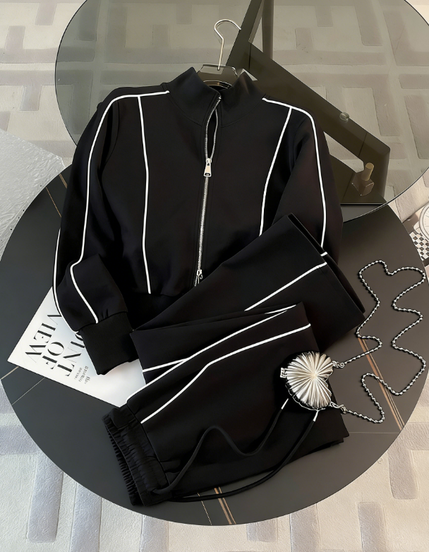 2026 Fashion Sports and Leisure Women's Spring New Collection Open Knitted Wool Sweater Long Sleeve Sports Sweater Wide Leg Two Piece Set