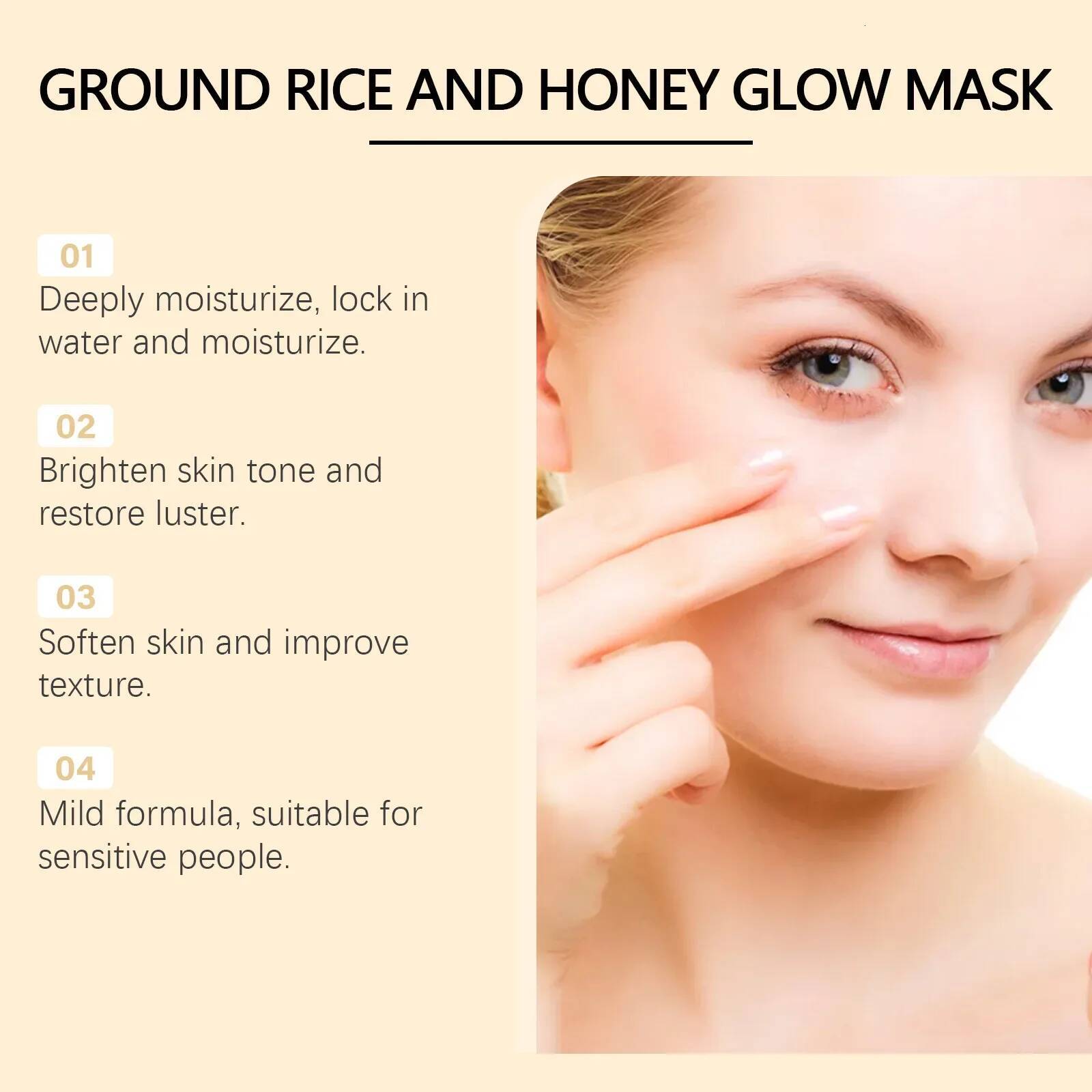 Bestseller Rice & Honey Face Moisturizing Fade Dark Spot Repair Brightening Shrink Pore Hydrating Mask Glowing Skin Care ddmySat