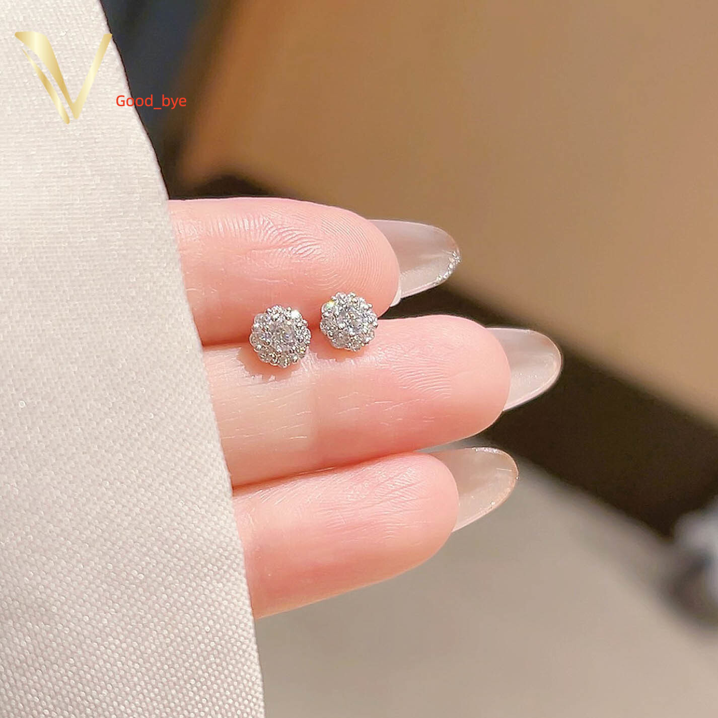 Sterling Silver 925/999 Stud Earrings Custom Zircon Moissanite High Shine Plating Hypoallergenic Gift