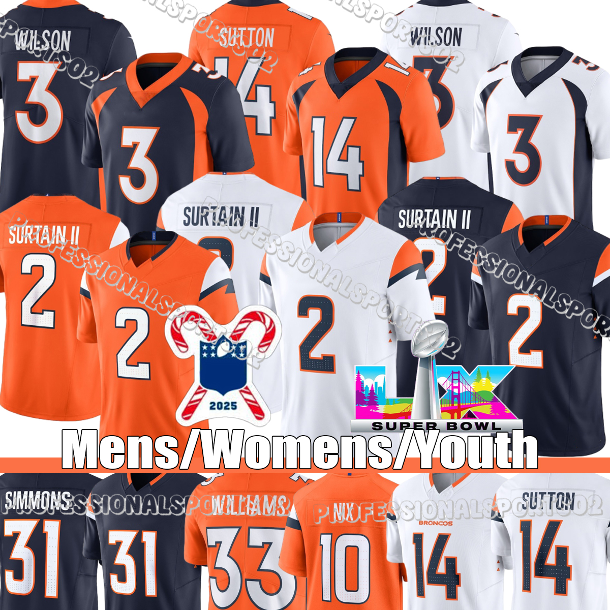 Denvers Broncoss jersey Broncosjerseys #10 Nix #2 Surtain II #7 Elway #18 Manning #14 Sutton #33 Williams #77 Meinerz #24 Bailey #30 Davis #19 Mims Jr #21 Moss #77 Alzado #58 Miller