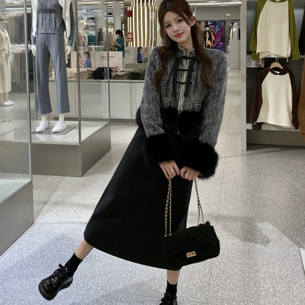 Real Autumn Socialite Heavy Craft Elegant Pearl-Trimmed Classic Style Pink Short Jacket and Skirt Suit 250211