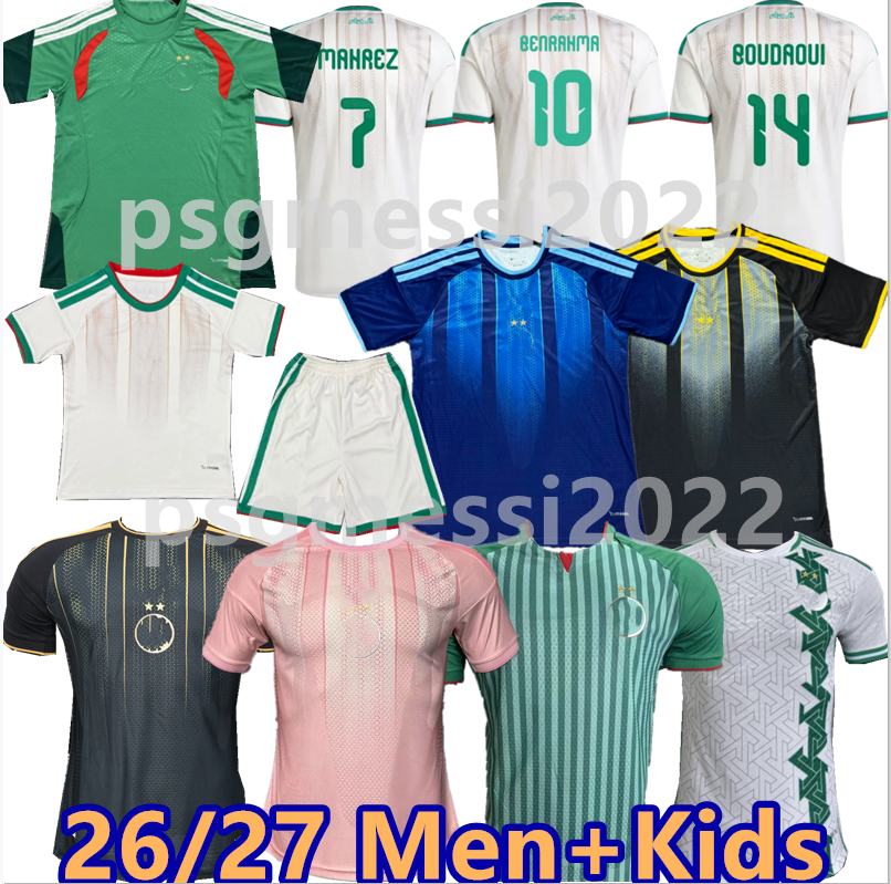 26 27 Algeria Soccer Jerseys 2026 Fans Player Version AIT NOURI AOUAR BENNACER BENRAHMA BENZIA GOUIRI uniform men's and women's children's set football shirt 16-2xl