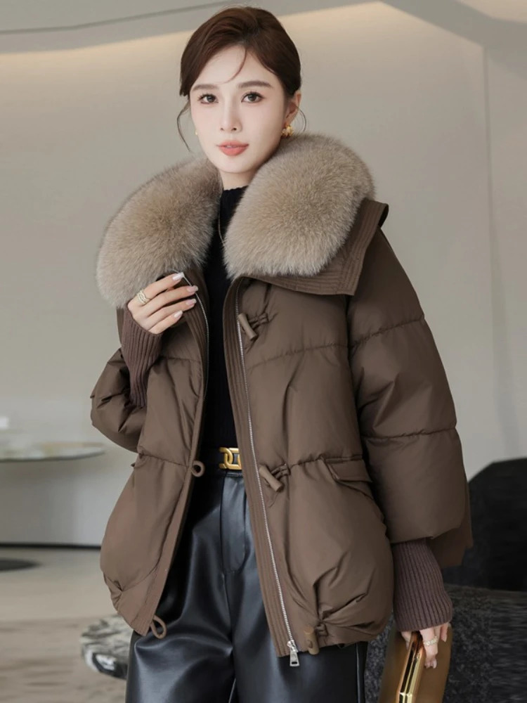 Women Parkas Down Cotton Short Padded Jacket Fur Collar Autumn Winter Thick Coats Female Black Casual Outerwear Clothes 251225