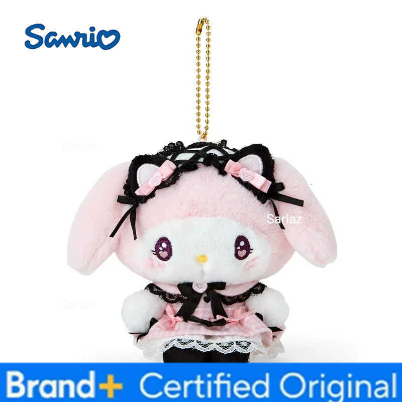 Sanrio 10CM Hello Kitty Cinnamoroll My Melody Kuromi Mine Series Plush Keychain PP Cotton Filled Cartoon Doll School Bag Pendant Gift H251225