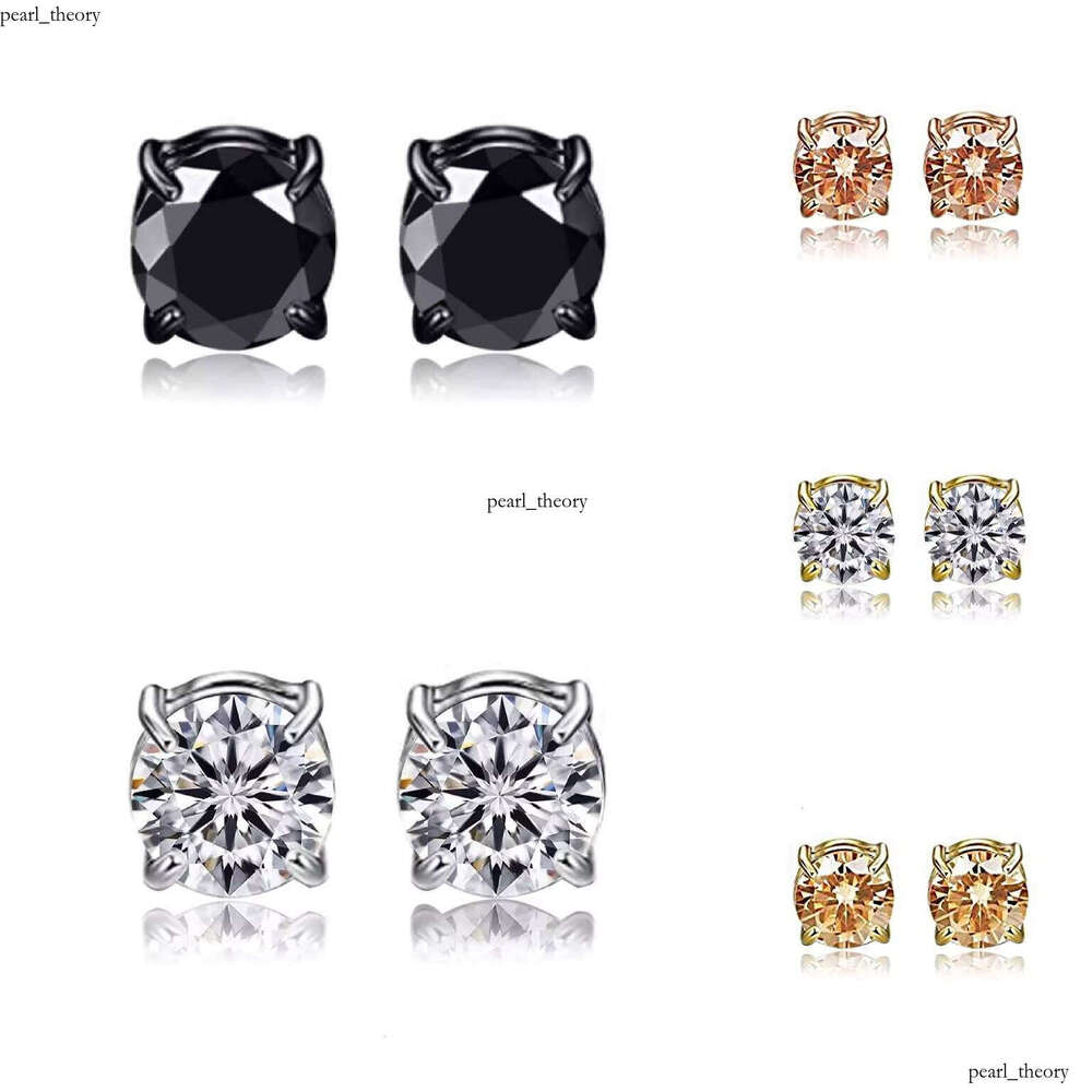 Sterling Silver Gold-Plated Ear Clip Fashion Labret Flat VVS Moissanite Earrings Stud Wedding Magnet Piercing Jewelry