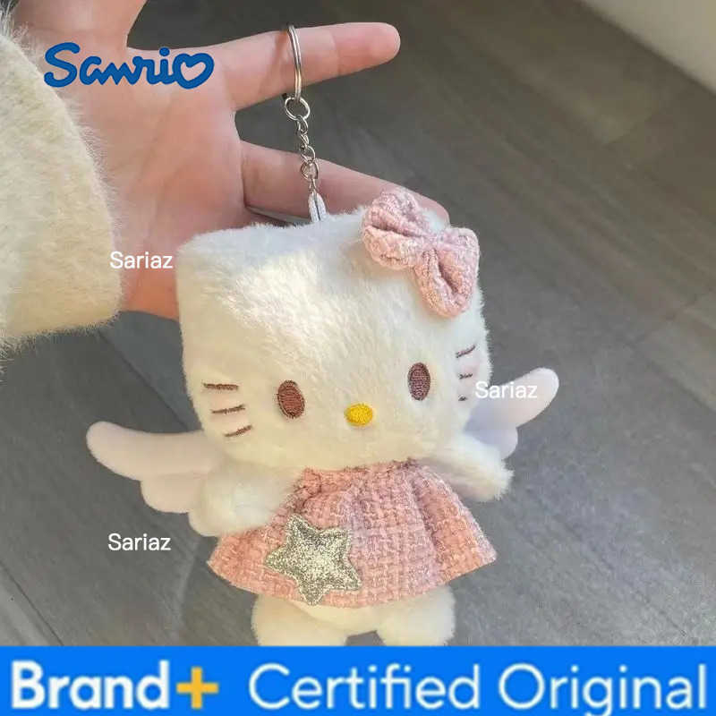Sanrio Cute Girl Plush Angel Hello Kitty Wing Skirt Bag Pendant Keychain Girlfriends Schoolbag Girl Birthday Gift Pendant H251225