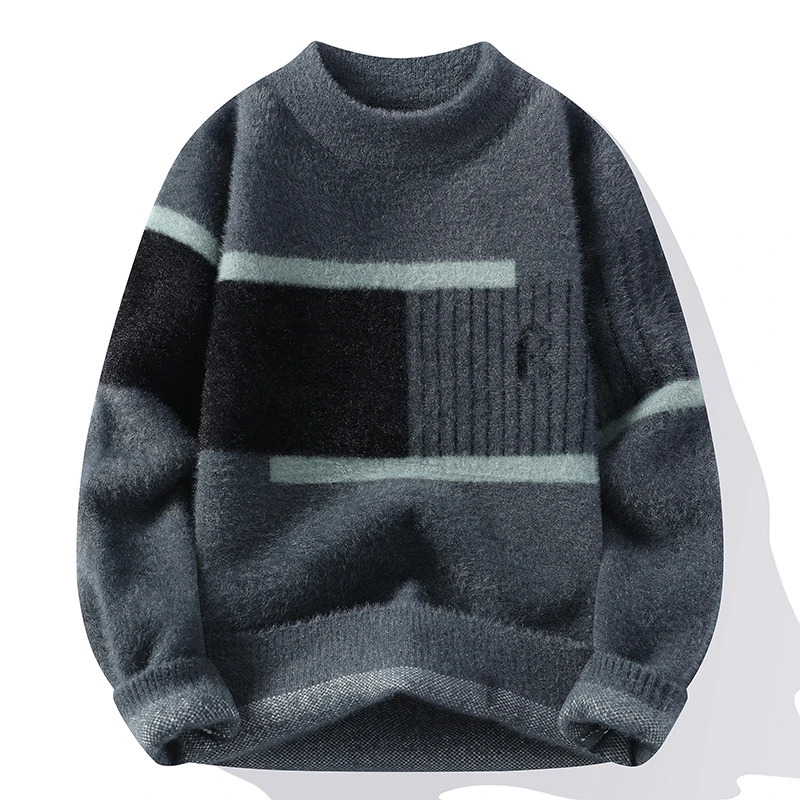 Mens Printed Street Fashion Casual Sweaters Autumn Winter Slim Fit Men Sweater Thicken Warm Wool Pullovers Full 251225