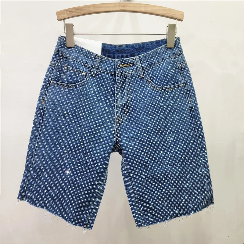 Shiny Drilling Full Starry Diamonds Beaded Denim Jacket Rhinestones Jeans Coat Crystal Cowboy CoatMidpants 2Pcs Set 251223