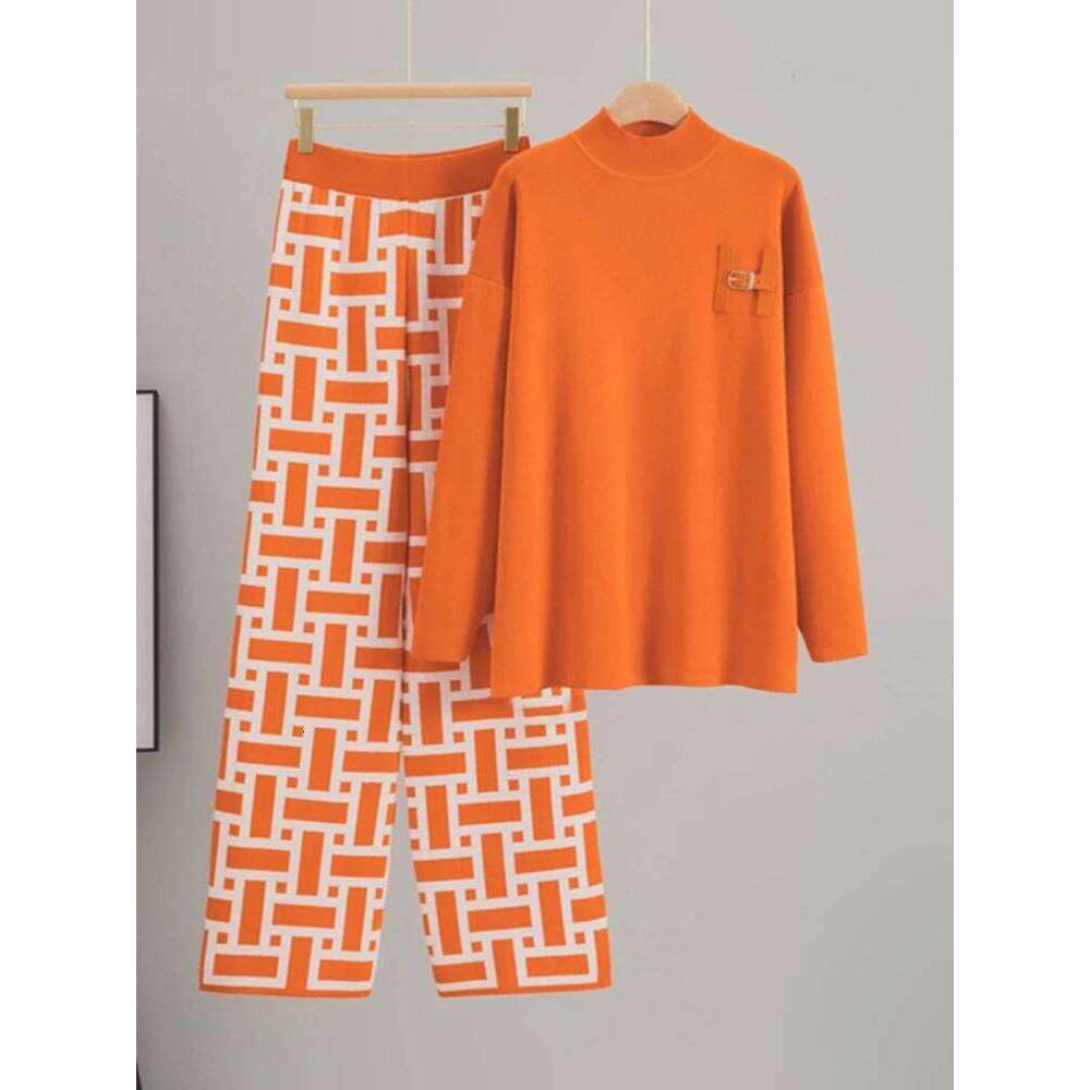 Designer Clothes New Simple Letter Loose T Shirt Sports And Leisure Wide Leg Pants Knitted Fashion Two Piece Set For Women Hot Selling - view 5