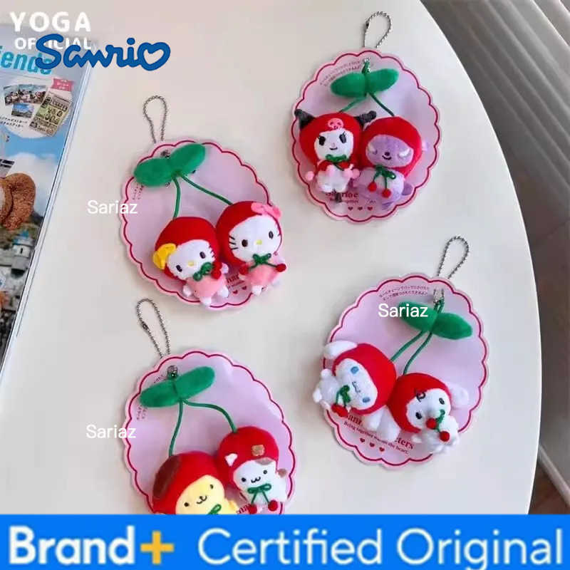 Sanrio Kuromi Hello Kitty Cinnamoroll Plush Doll Kawaii Cherry Brooch Hair Clip Backpack Decorative Pendant Girl Birthday Gift H251225