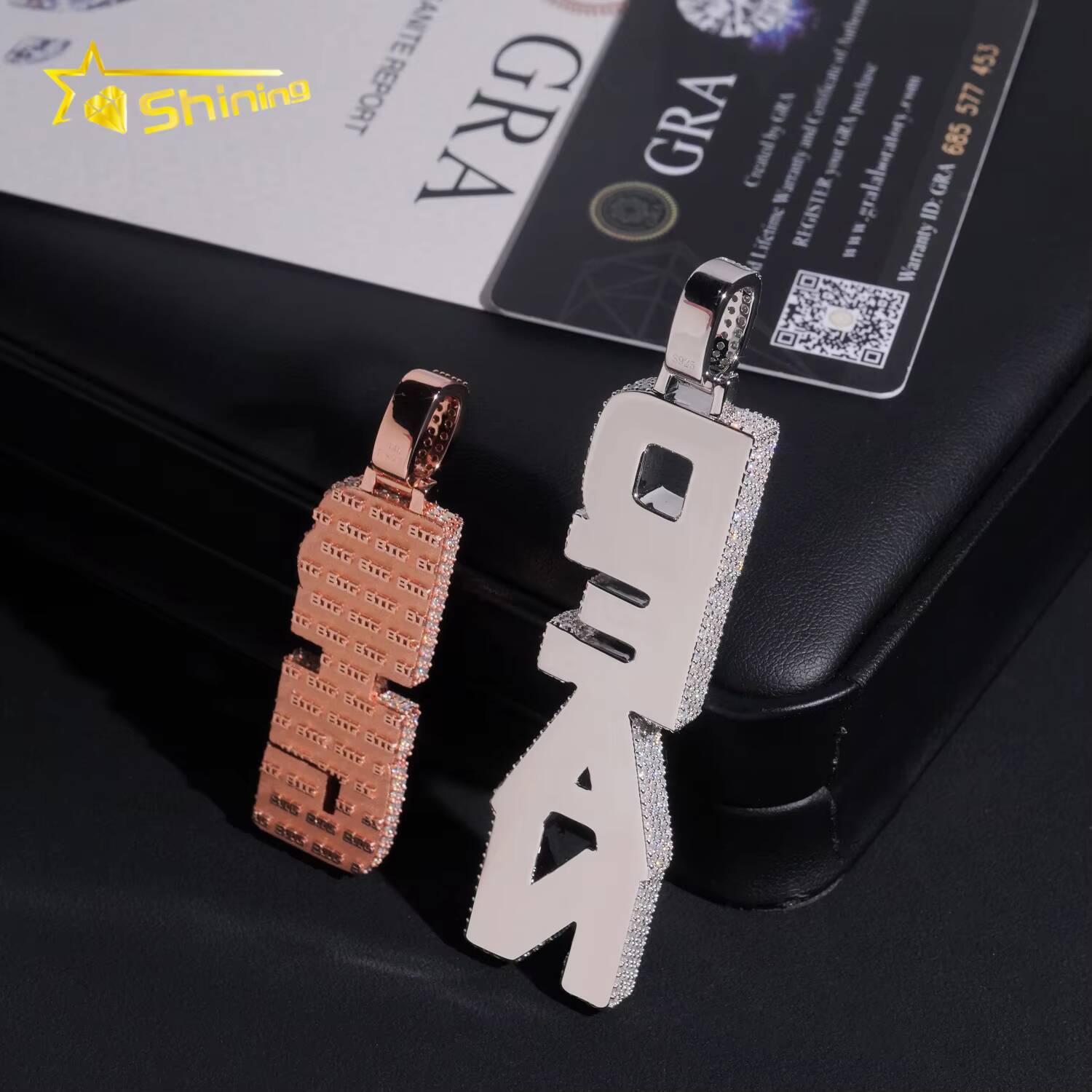 RTS Hip Hop Jewelry Pass Diamond Tester Gold Plated 925 Sterling Silver Fully Iced Out Custom Moissanite Name Letter Pendant