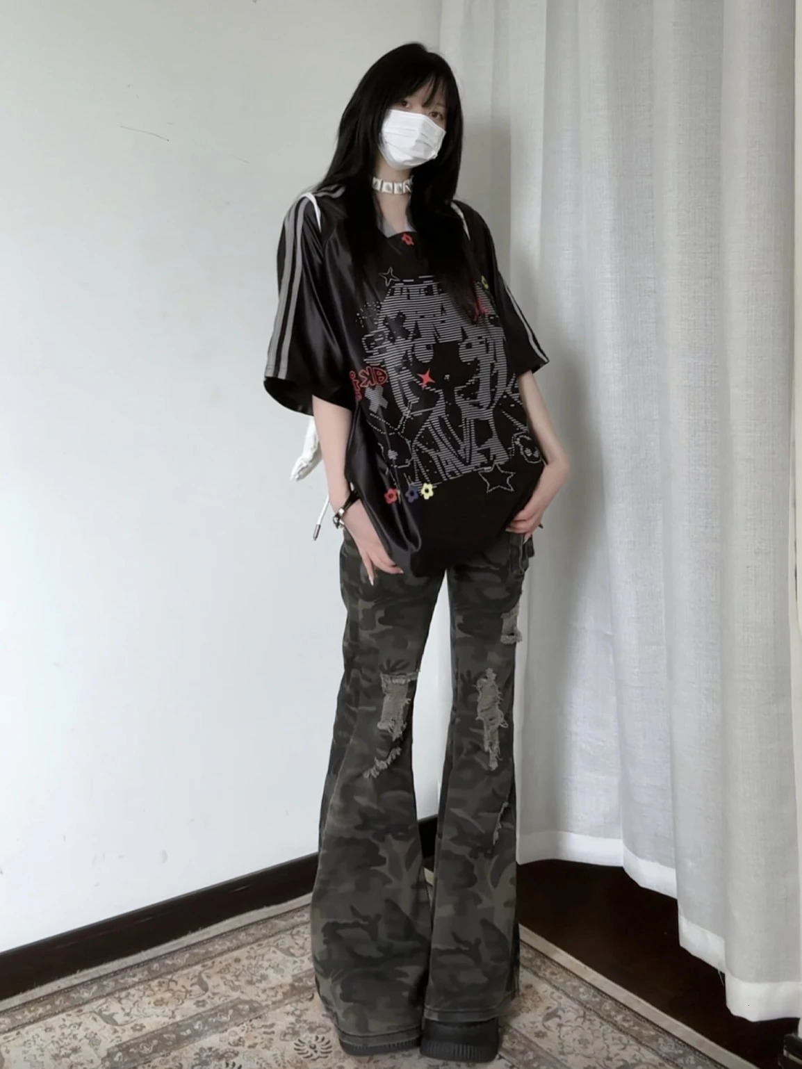 Autumn Winter Womens Harajuku Denim Flare Pants Low Rise Camouflage Cargo Jean Bell Bottom Y2k Cowbow In Kpop Grunge 251225