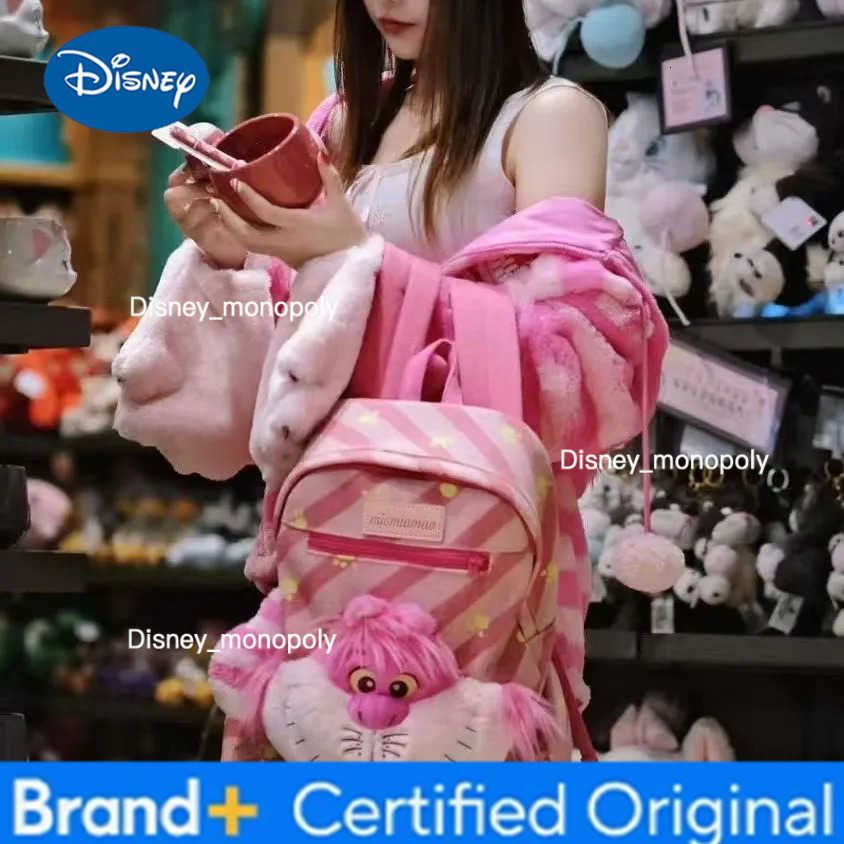 Disney Alice in Wonderland Cute Cheshire Cat Stuffed Plush Backpack Kawaii Anime Cheshire Cat Plush Bag Funny Gifts for Kids Girls H251225