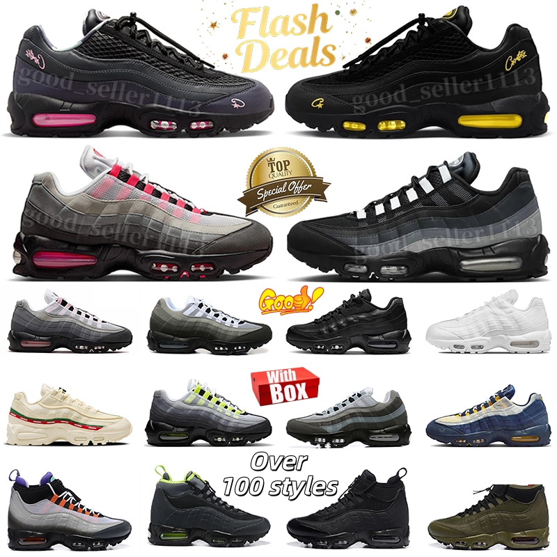 95 95s Designer Running shoes with box Big Bubble 95 Triple Black White Tour Yellow Aegean Storm Sequoia Pink Neon Black Leathe shoes men Outdoor sneakers trainers