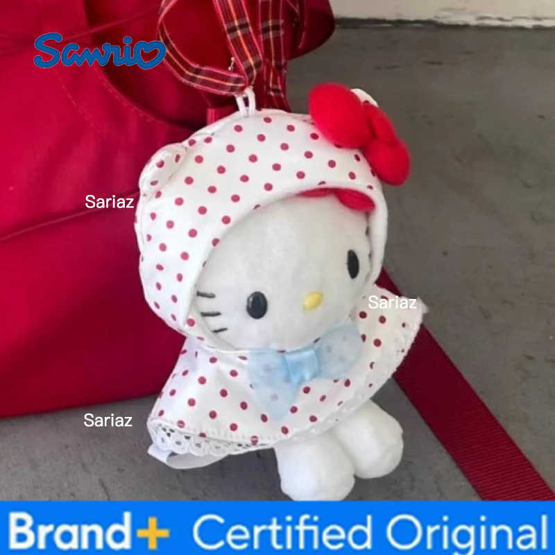 Sanrio Raincoat Hellokitty Keychain Cartoon Cute Plush KT Backpack Pendant Doll Schoolbag Hanging Decoration Toy Childrens Gift H251225