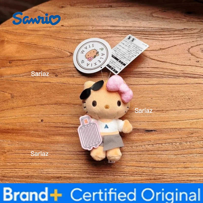 Sanrio Suitcase Black Leather Hello Kitty Cute Plush Toy Pendant Kawaii KT Cat Doll Backpack Accessories Keychain Holiday Gift H251225