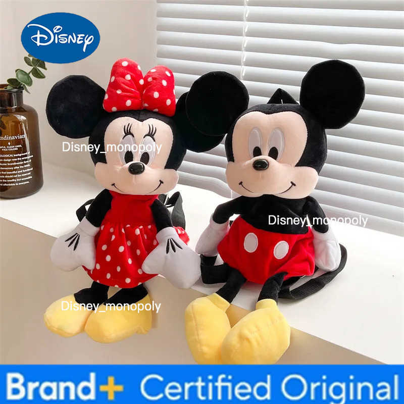 Disney Mickey Plush Backpack Kawaii Minnie Plush Soft Bag Girl Cartoon Handbag Anime Stuffed Storage Bag For Girls Birthday Gift H251225