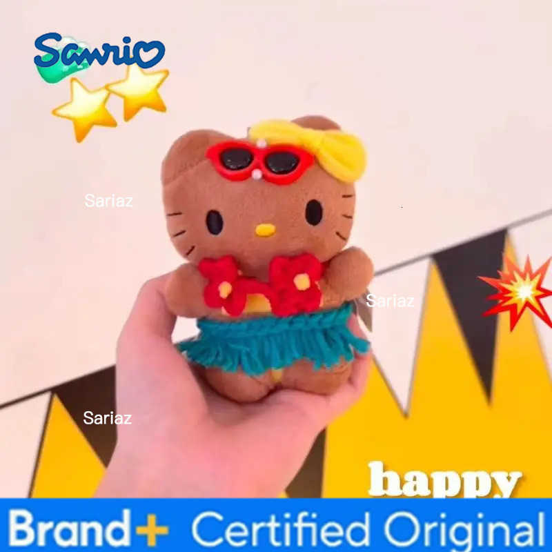 Sanrio Hello Kitty Hawaiian Plush Toy Backpack Pendant Cute Pendant Keychain Creative Vacation Series A Birthday Gift For Girls H251225