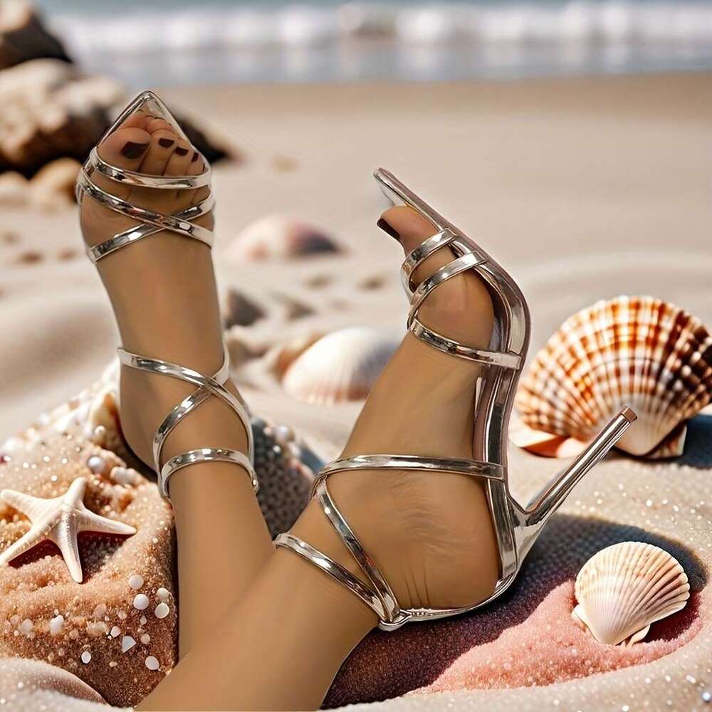 Women S Sandals New Summer High Heels With Thin Heels Pointed Open Toe Single Strap Fashion Shoes For Dresses MOJIDASHU