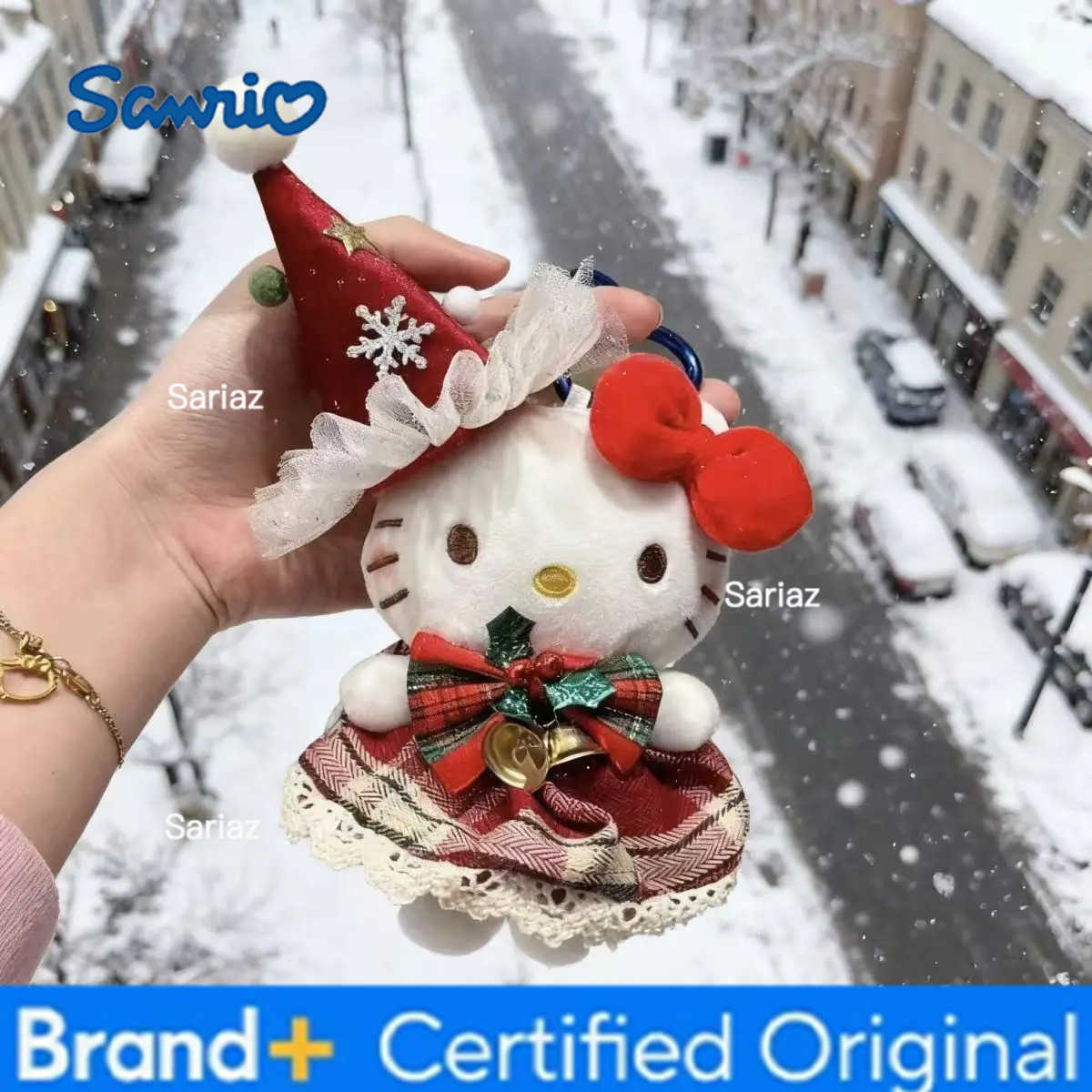 Sanrio Hello Kitty Cute Cartoon Santa Claus Autumn Winter Plush Keychain Package Ornament Friend Girl Birthday Christmas Gifts H251225