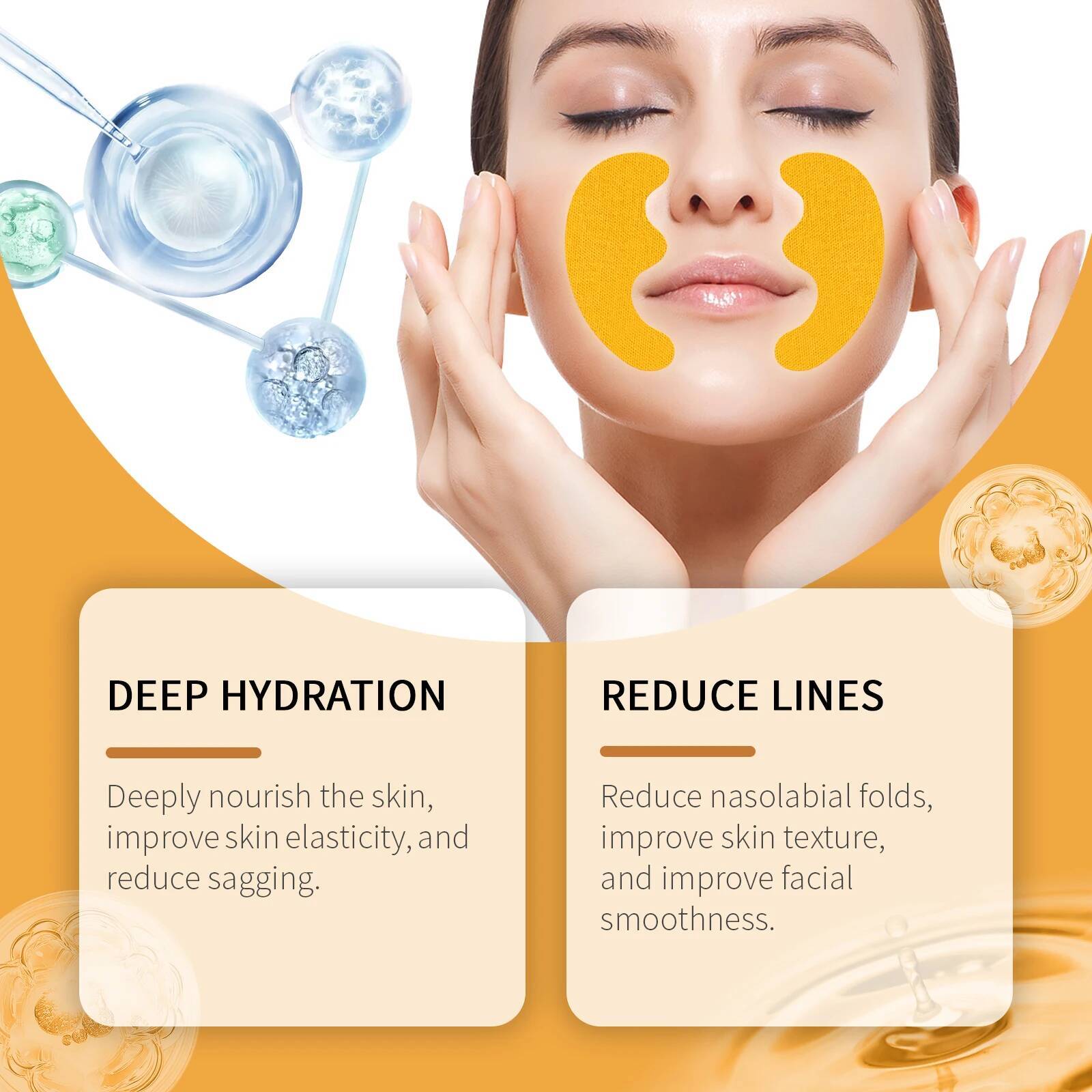 Bestseller Nasolabial Folds Patch Contain Collagen Hyaluronic Acid Firming Skin Fade Fine Lines Deep Moisturizing Facial Mask Anti Wrinkle ddmySat