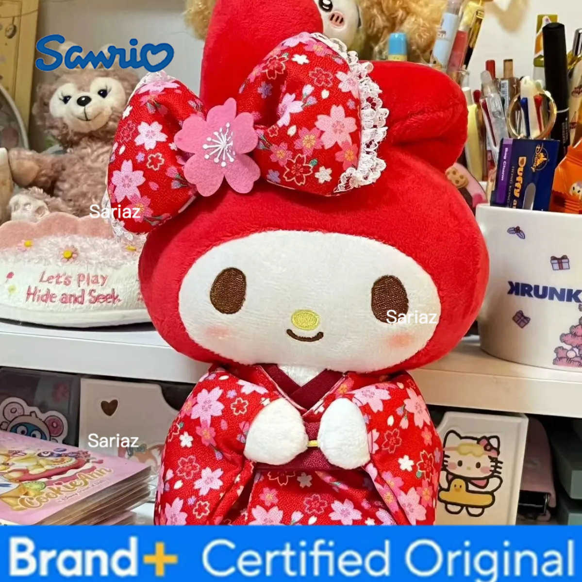 Sanrio New 12cm Japanese Cute Sakura Kimono Series Kuromi My Melody Cinnamoroll Stuffed Plush Toy Cartoon Pendant Doll For Gift H251225