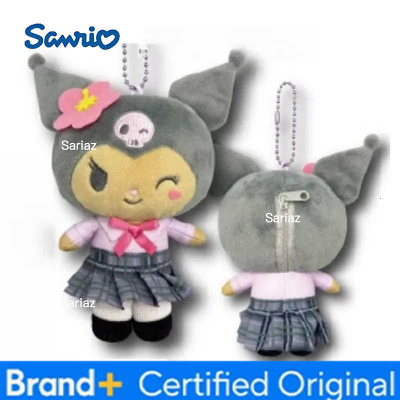 Sanrio Kuromi Hellokitty Kawaii Plush Toy Keychain Cartoon Cherry Blossom Heisei Black Skin Spicy Girl Folding Skirt Bag Pendant H251225