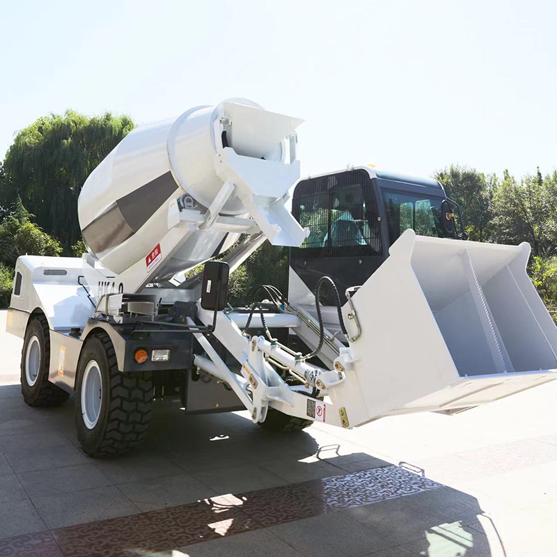 Self-Loading Concrete Mixer with Safety Features | Emergency Stop for Secure Job Site Operation