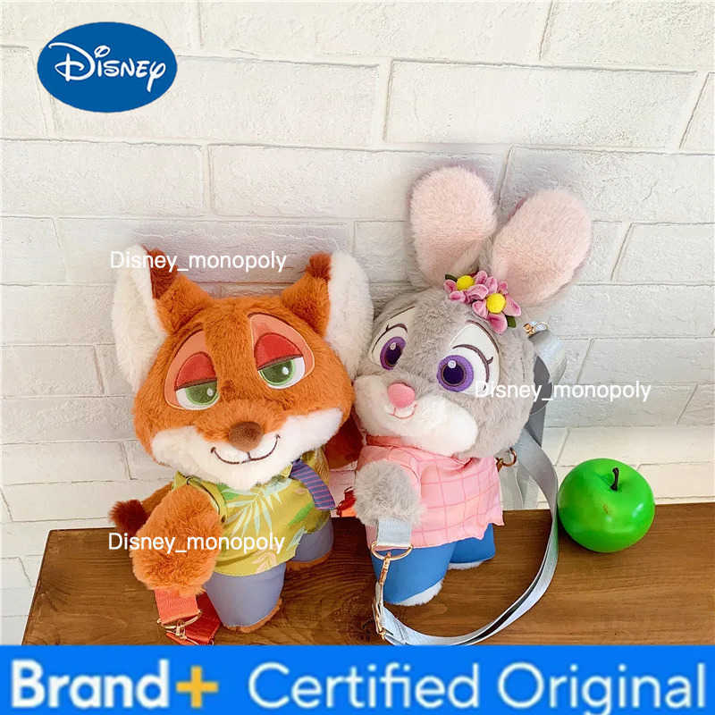 Disney New Judy Nick Plush Toy Backpack Zootopia Backpack Birthday Gift Hot Sale Animal Character Doll Kids Toy Popular Cartoon Movie H251225