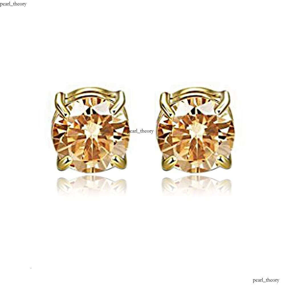 Sterling Silver Gold-Plated Ear Clip Fashion Labret Flat VVS Moissanite Earrings Stud Wedding Magnet Piercing Jewelry