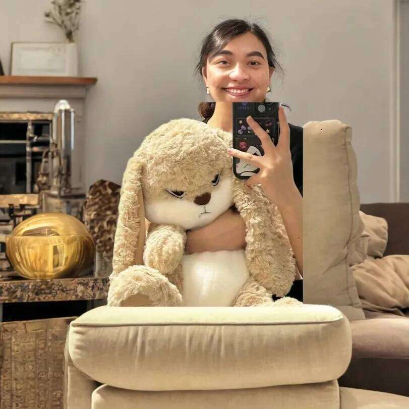 Large Size Angry Rabbit Plush Toy Cute Animal Plushie Doll Kawaii Stuffed Soft Toys Model Room Decor Birthday Gifts X251225