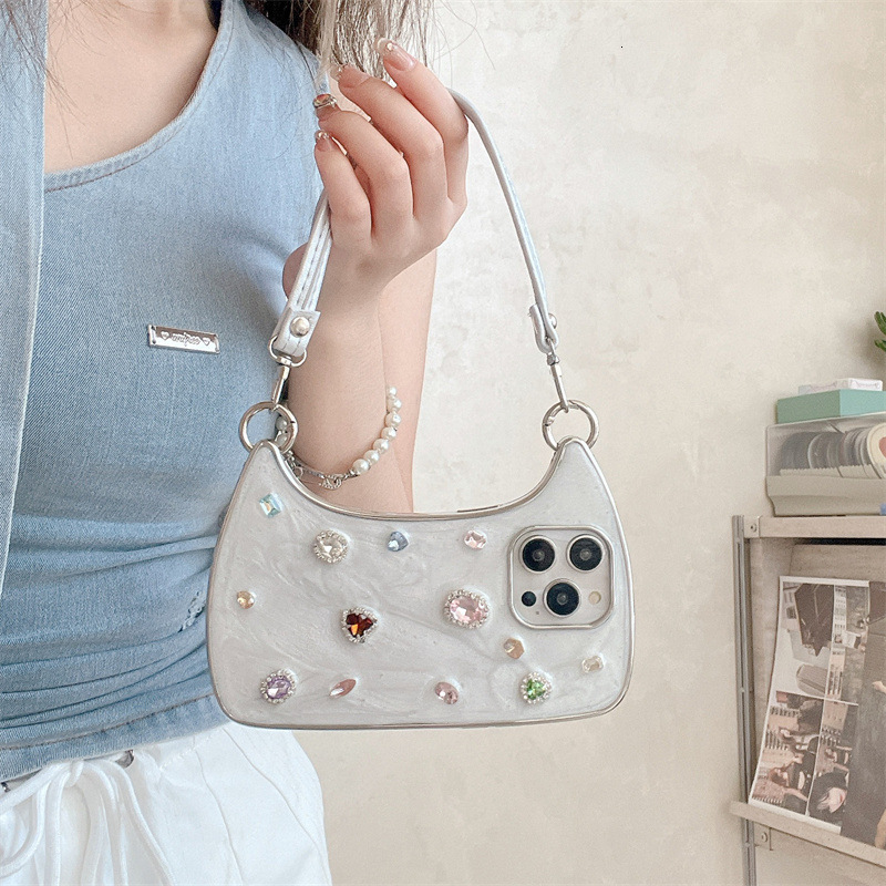 ins Light Luxury Sparkling Diamond Handbag Compatible with iPhone 17 Pro Max Apple 16/15/14 Phone Case