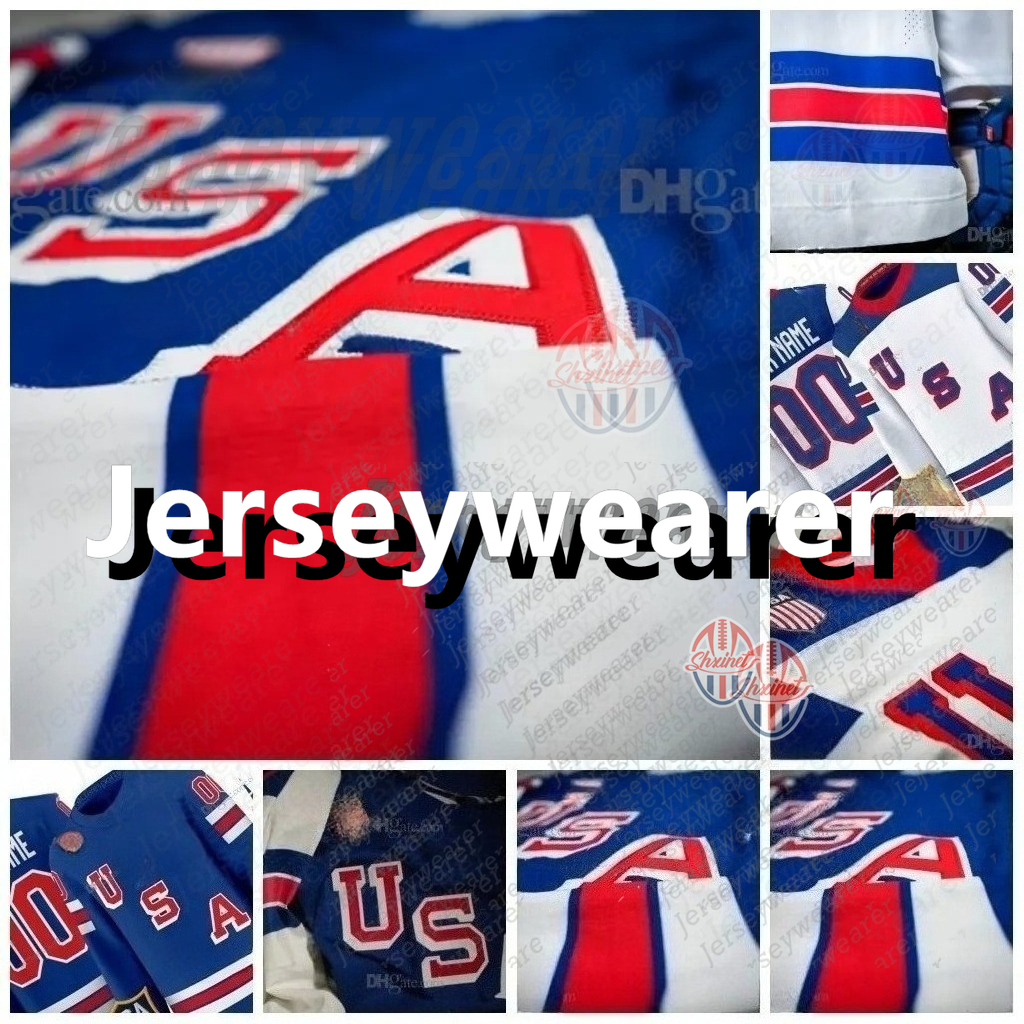Personalized Custom Team Name USA 2026 Olympicss Hockey Jerseys Matthew Tkachuk Matthew Jake Guentzel Brady Tkachuk Jack Hughes Adam Fox Hellebuyck Quinn Hughes