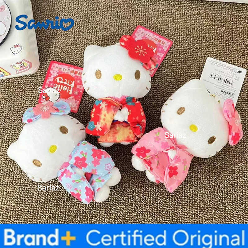 Sanrio New Kimono Hello Kitty Plush Doll Keychain Cute Kitty Cat Pendant Bag Car Decoration H251225