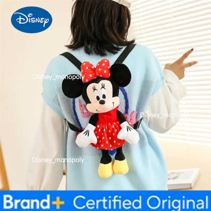 Disney Minnie Mouse Mickey Mouse Plush Toys Backpack 30cm Cartoon Plush Shoulder Bag Soft Stuffed Dolls Boy Girl Birthday Gifts H251225