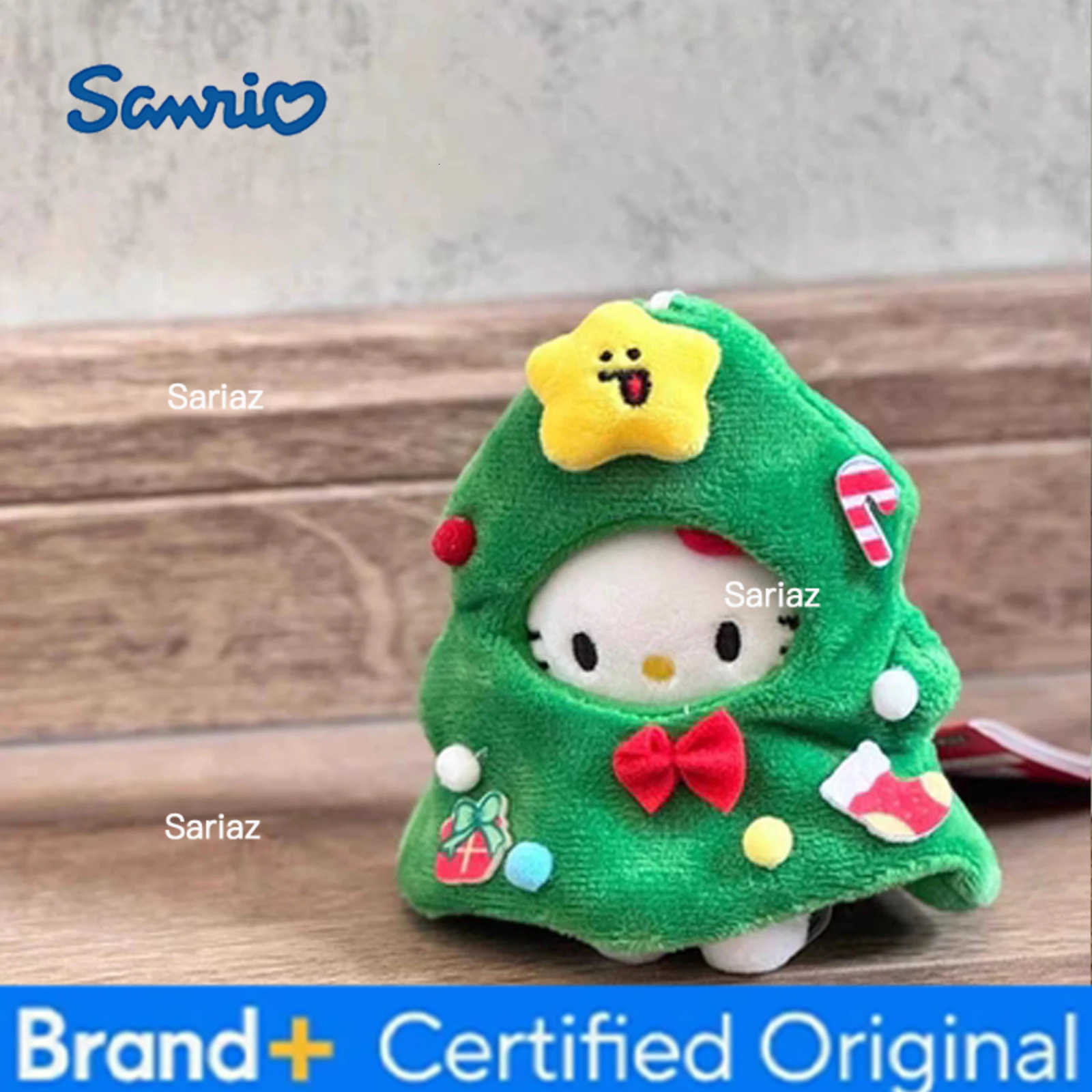 Sanrio Christmas Tree Headset Kt Cat Keychain Backpack Pendent Plush Doll Cute Ornament Anime Cartnoon Figure Kitty Toys Surprise Gifts H251225