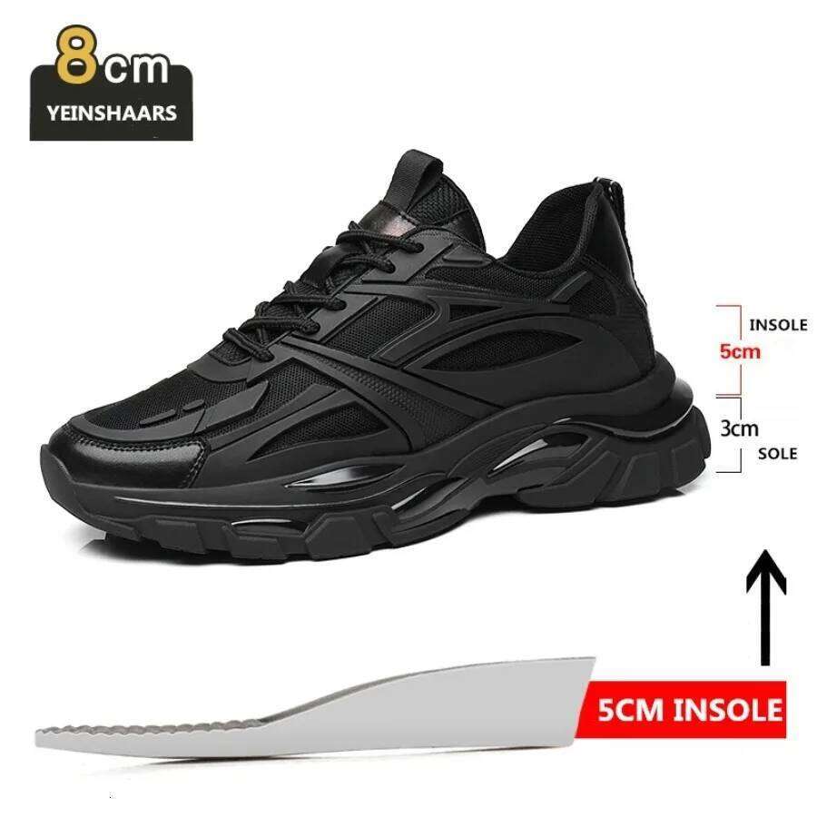 Winter Chunky Heightening Sneakers Man Genuine Leather Mesh Elevator Warm Thick Sole Lift Men Shoes Increase Insole 6-8CM X251225