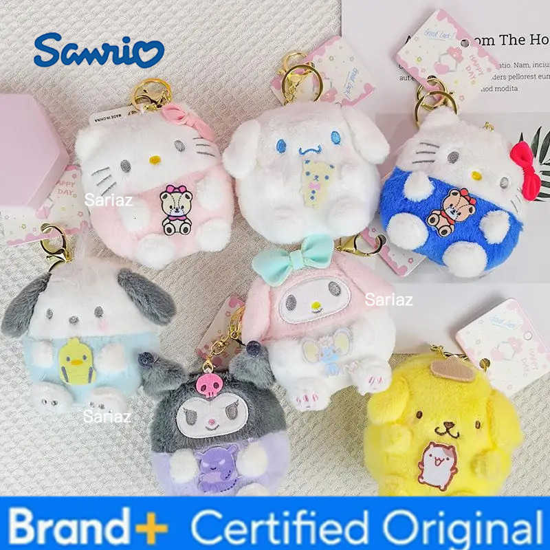 Sanrio Hello Kitty Keychain Anime Kawaii Pendant Girl Toy Decorate School Bag Pendant Doll Portable Pp Cotton Cartoon Gift H251225