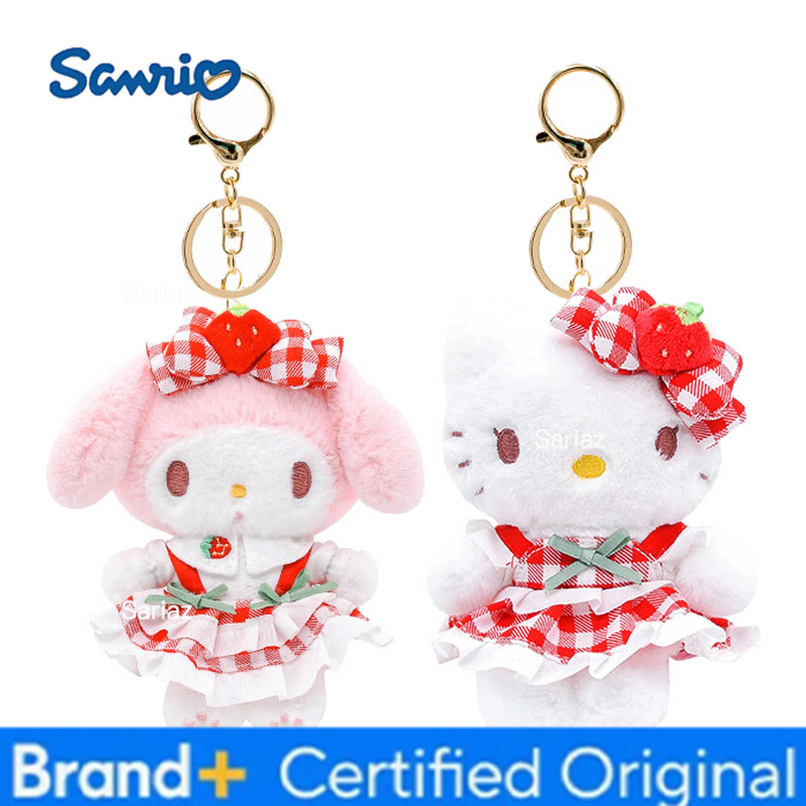 Sanrio Genuine Hello Kitty Melody Cute Girl Keychain School bag Pendant Kids Plush Toys Keyring Plushier Birthday Christmas Gift H25122511